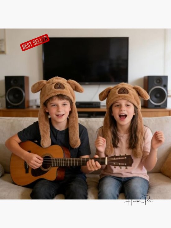 Capybara Hat with Moving Ears, Plush Winter Costume Accessory, Cosplay Photo main image 6